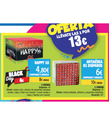 Oferta Bateria 81 misiles happy 36